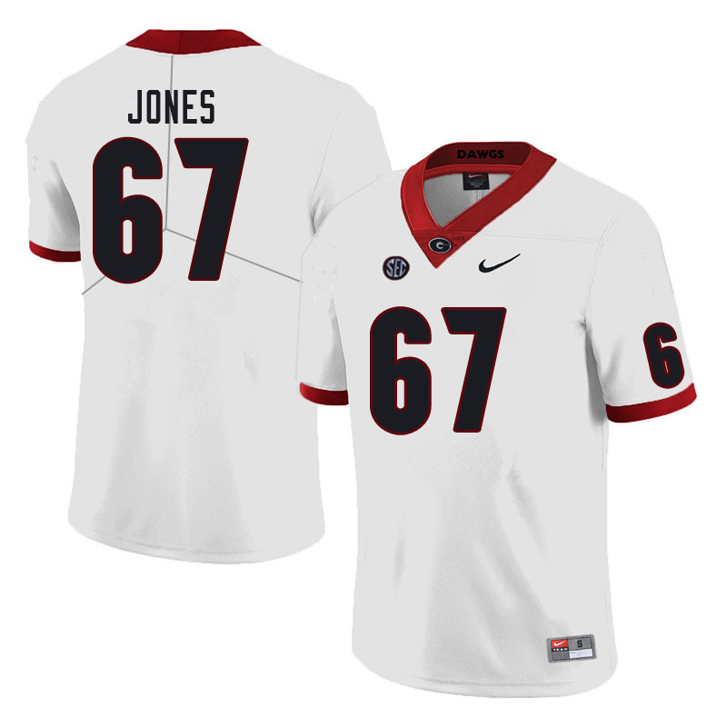 Men #67 Caleb Jones Georgia Bulldogs College Football Jerseys Sale-White - Click Image to Close